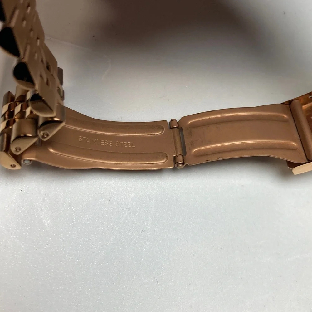 Mathey Tissot H709 rose gold tone, white textured dial, new battery, stainless